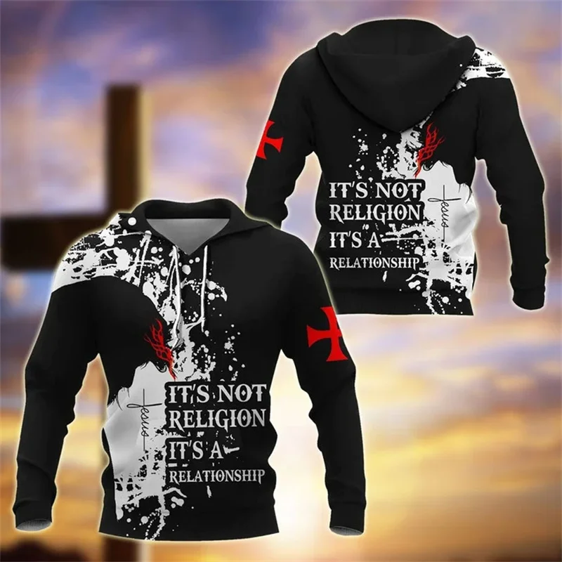 

3D Christian Jesus Bless All Print Hoodies For Men Crucifix Graphic Hooded Sweatshirts Kid Fashion Cool Pullover Harajuku Hoodie