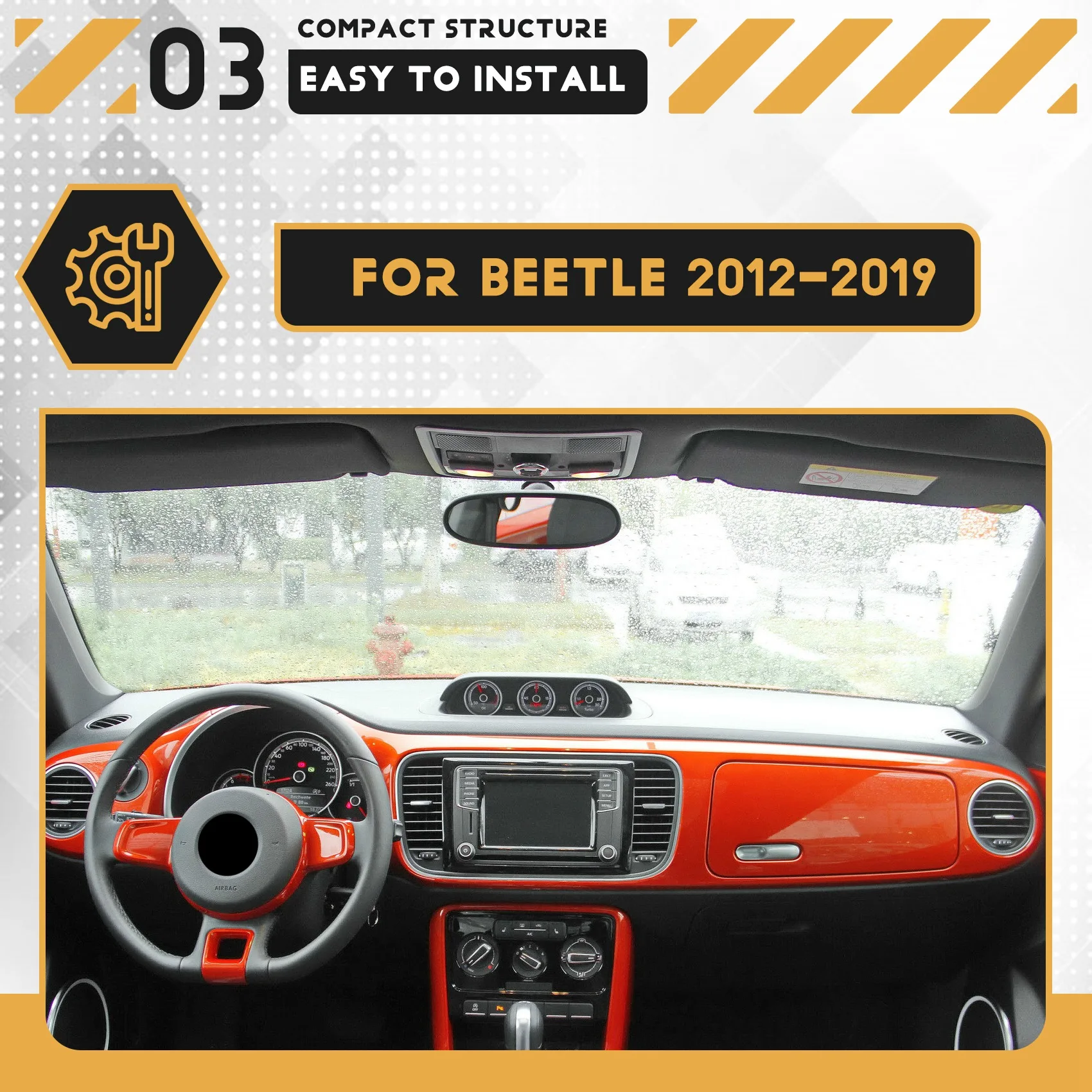 Durable-AC Vent Frame For VW Beetle 2012-2019 Car Dashboard Center Air Chrome Bracket Instrument Panel Trim Cover 5C1858069G