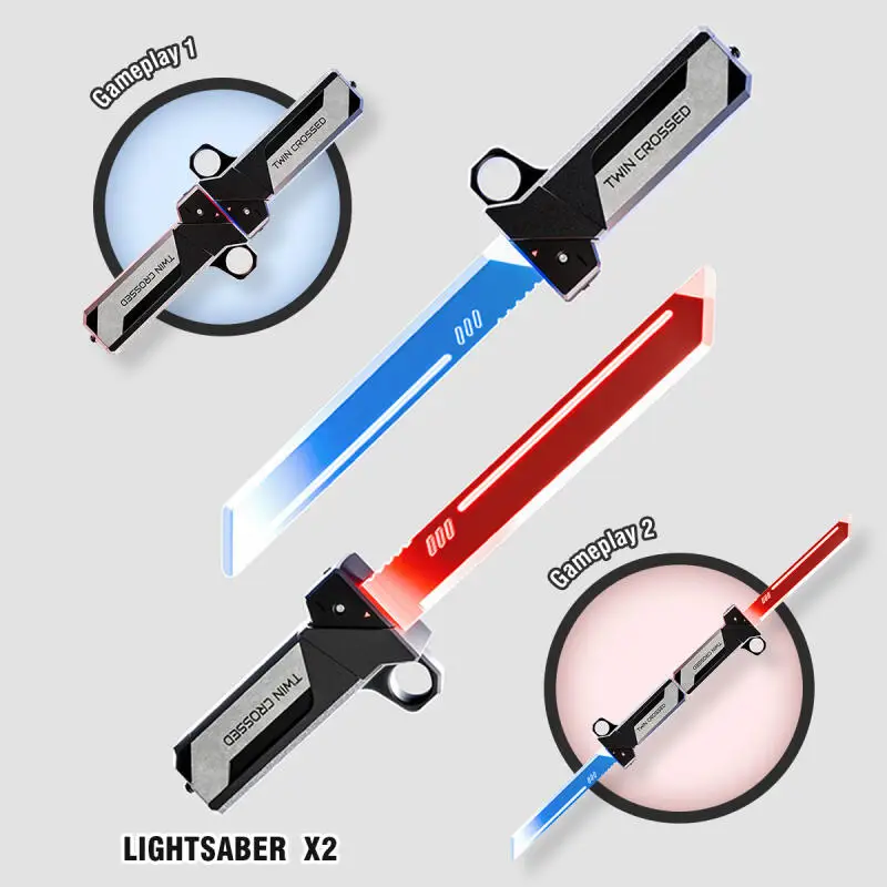 LED Retractable Lightsaber Double-Bladed Extendable Light-Up Sword Flashing Stress Relief Kids Toys Boys Interactive Cosplay