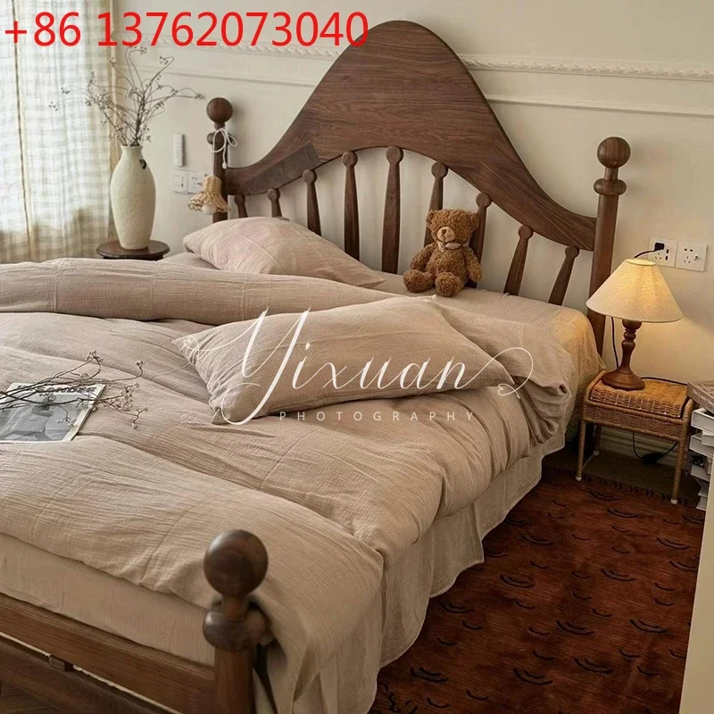 

French retro princess bed simple engraved 1.5 meters double bed