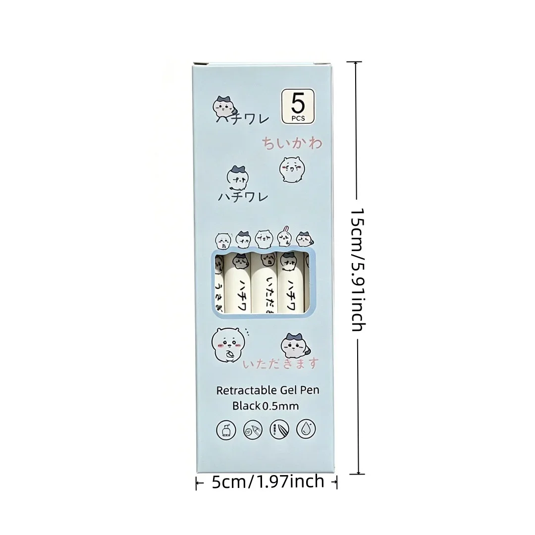Cute Chiikawa Gel Pen Set | 0.5mm Black Ink, Ideal for Students & Chiikawa Fans, Perfect Back-to-School Gift & Present for Frien