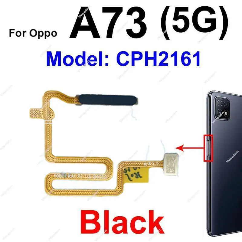 For OPPO A73 5G CPH2161 Fingerprint Sensor Touch Power Button FingerPrint Sensor Flex Cable Parts