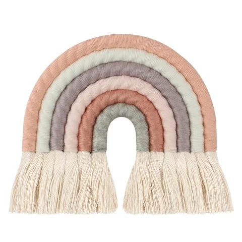 

INS Hand-woven Rainbow Wall Hanging Ornaments Nordic Baby Bed Kids Room Decoration Nursery Decor Photo Props