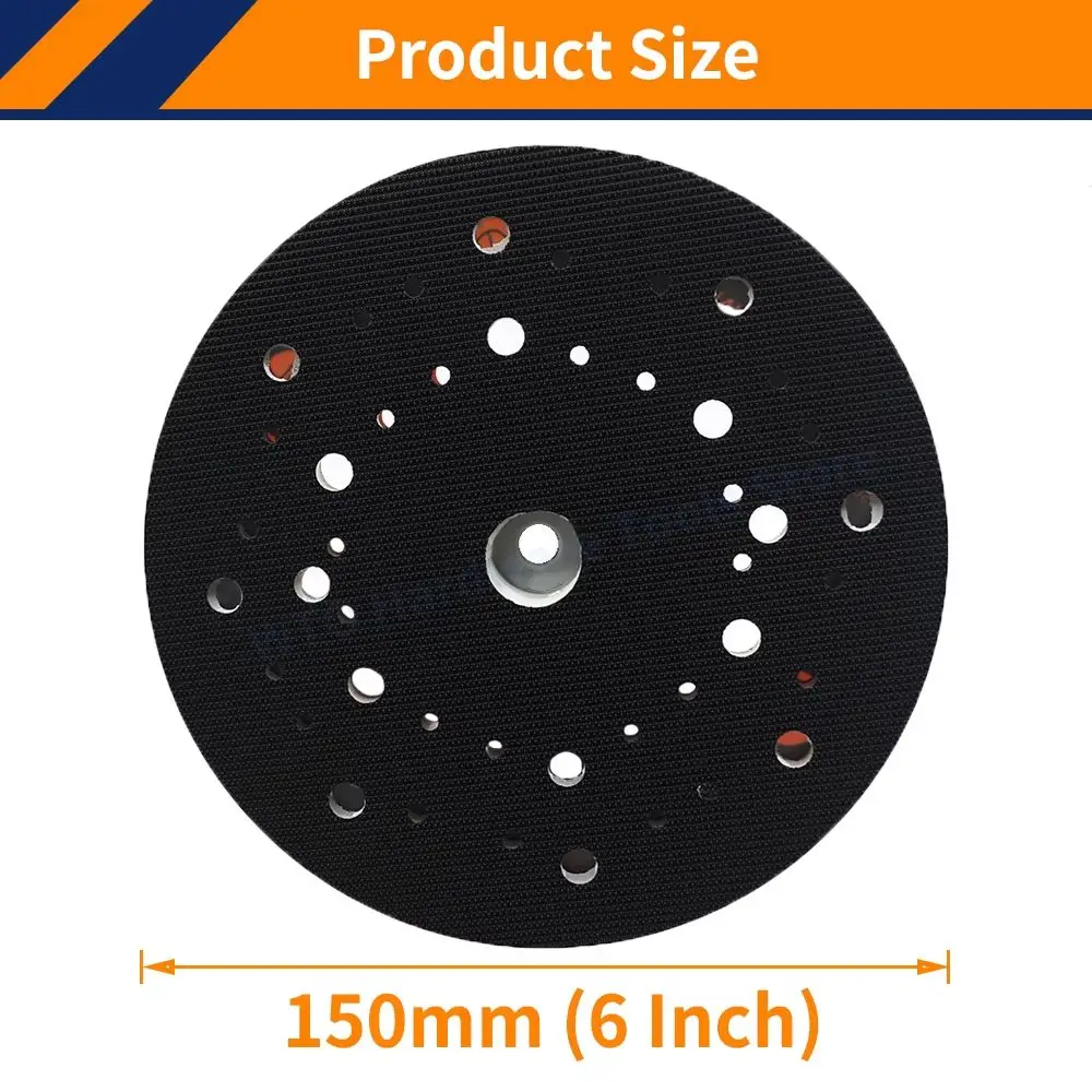 1PC 6 Inch 44-Hole Sanding Pad Hook&Loop Sanding Plate M8 Thread Dust Free Backing Pad for RUPES Dry Grinder Tray for Polishing