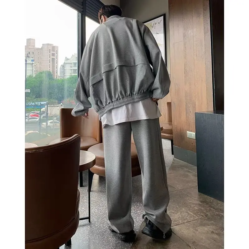 Autumn Sports Set Men Sports Cardigan Jacket and Jogging Wide Leg Pants Fashion Loose Fishing 2-piece Sets Unisex Tracksuits