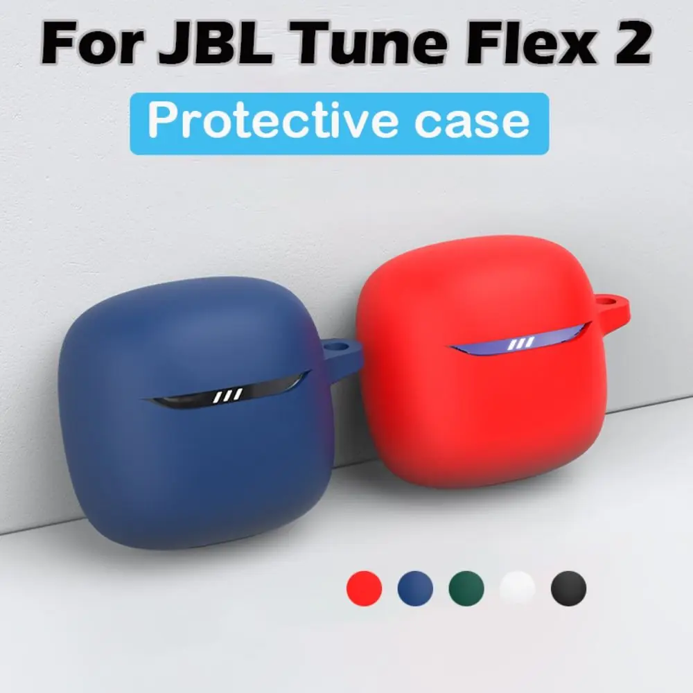 

Silicone Earphone Case Shockproof Protector Charging Box Sleeve with Hook Anti-scratch for JBL Tune Flex 2