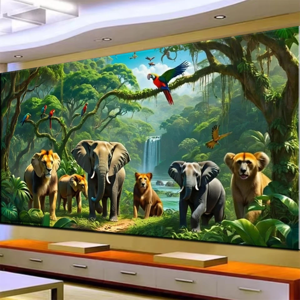 

Elephant Diamond Painting 5D Diy Jewelry Cross Stitch Full Diamond Mosaic Art African Jungle Landscape Large 100x200cm To Choose