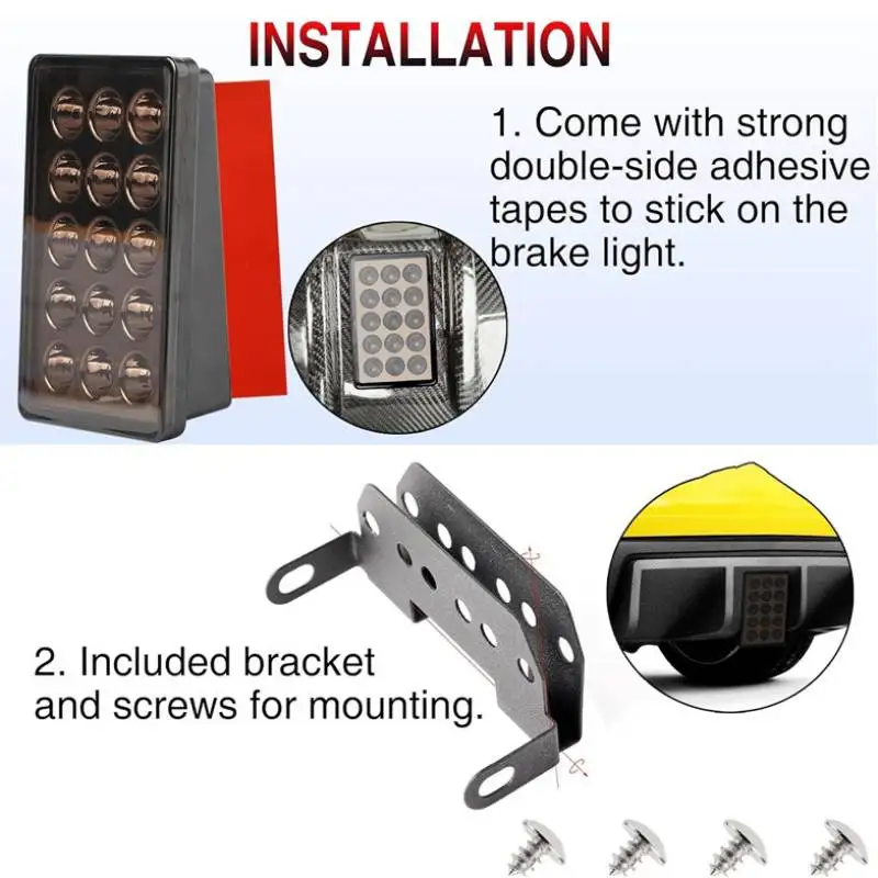 Car LED 3rd Brake Light 12V 15LED F1 Style Universal For Car Motorcycle Rear Tail Lights Auto Warning  Signal Stop Safety Lamps