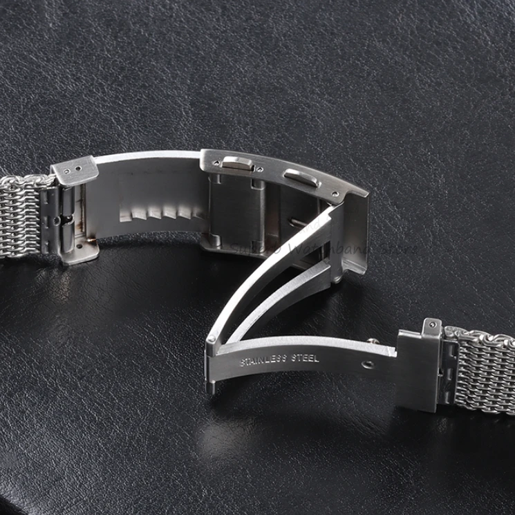 男性用ステンレススチールブレスレット,延長長,折りたたみ式バックル,ラグジュアリー,20mm, 22mm, 18mm,クイックリリース