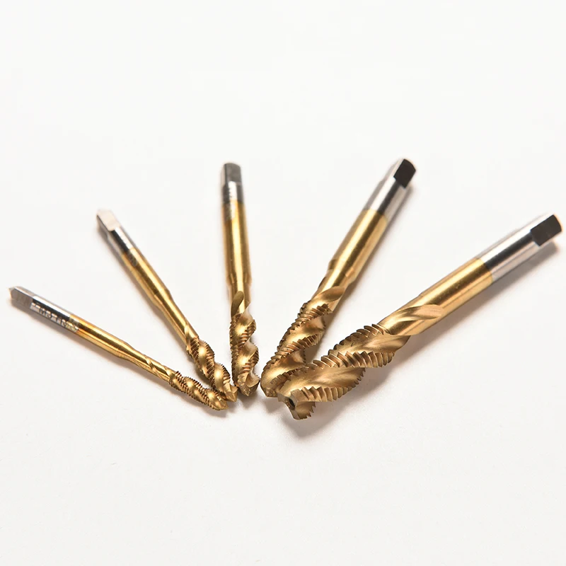 Titanium Coated Thread Tap Drill Metric Hss Spiral Fluted Machine Screw Tap M3 M4 M5 M6 M8 Spiral Pointed Taps