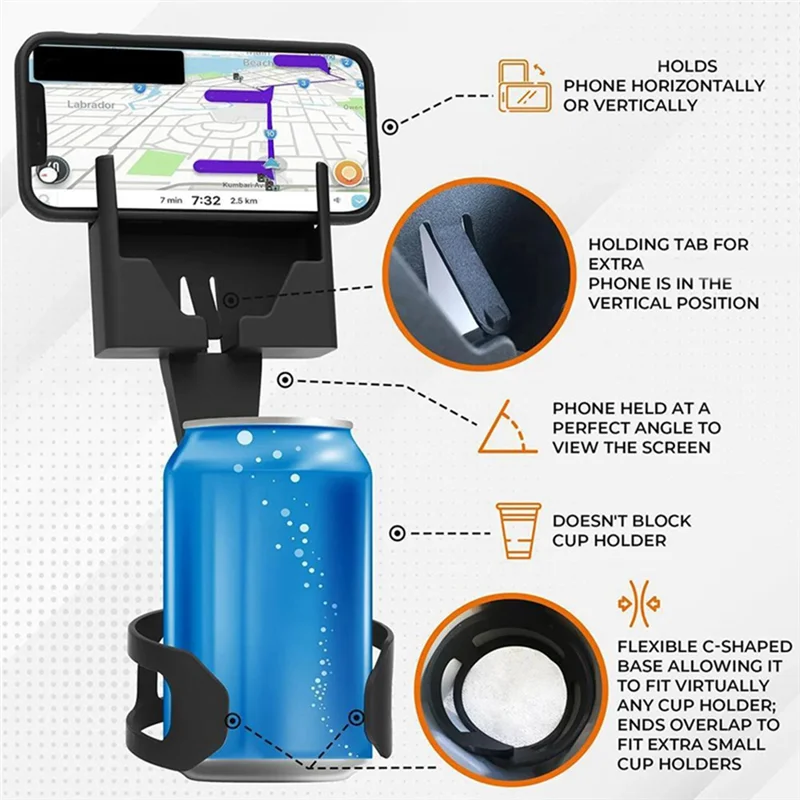 Portavasos para puerta de camión y coche L74A, soporte para botella de agua, gancho para contenedor de botella de agua, soporte para teléfono móvil, soporte para teléfono móvil para coche