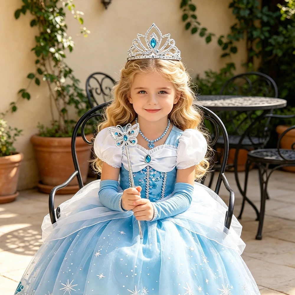 Kostüm Mädchen Blaues Prinzessinnen-Geburtstagskleid für Mädchen Festliche Kleider Kinder Halloween-Kostüme 2 3 4 5 6 7 8 9 10 Jahre – Detail 13