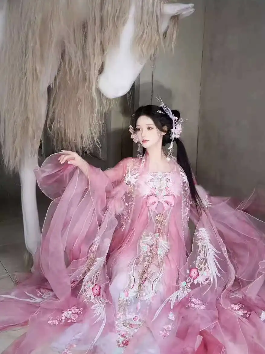 

New Fiesta Carnival Halloween Cos Cosplay Magician Hanfu Womens fashion Big Sleeved Shirt Improve Chest Length Skirt Embroidery