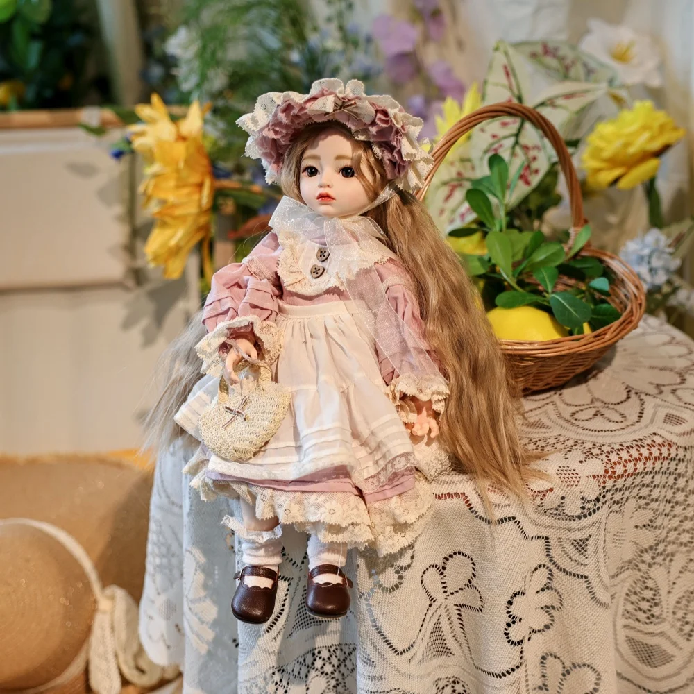 

Cloveray 18 Inch Rural Style BJD Vinyl Doll Handmade Realistic Spherical Joint Doll Toys Hobby Collection Kid Gifts With Bracket