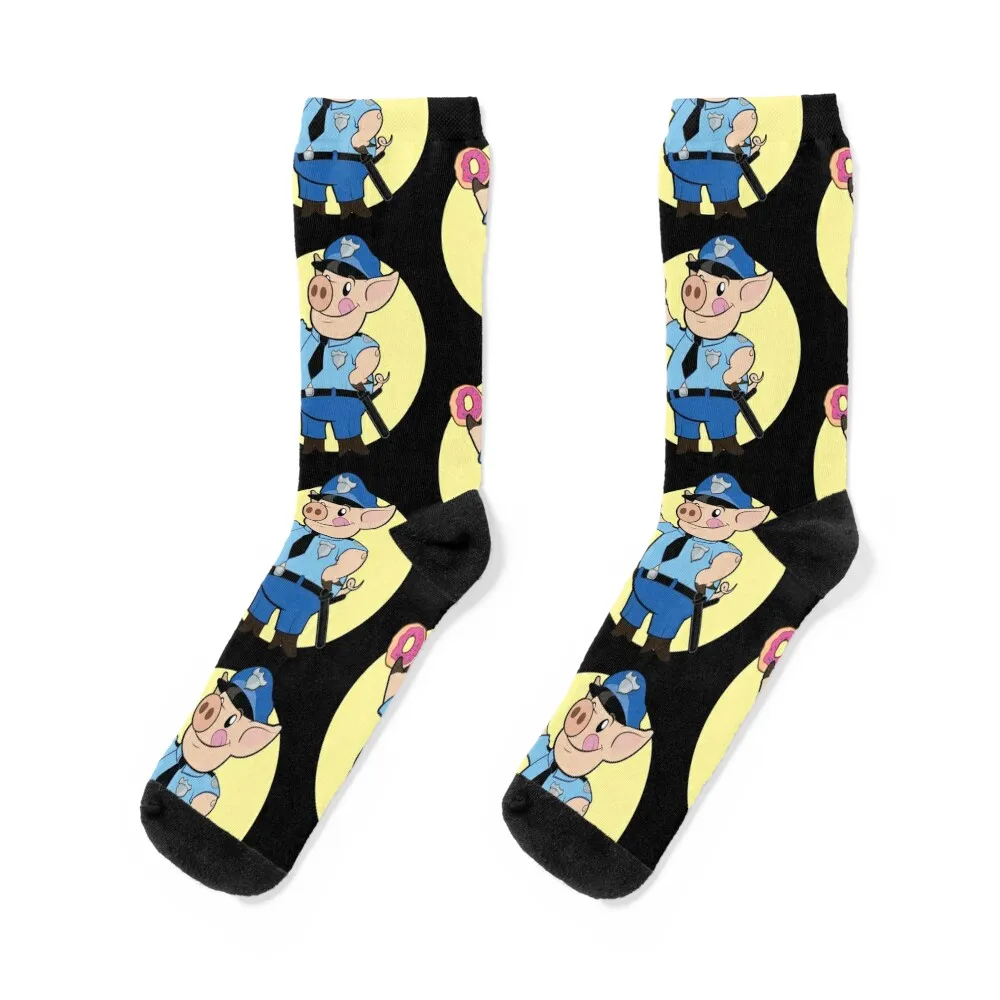 Police Pig Spotlight Socks winter gifts anti slip football with print Socks Men's Women's