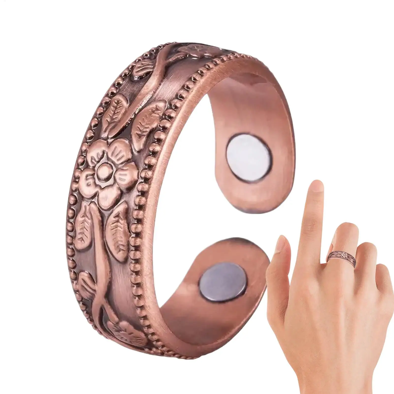 Magnetic Rings for Women Men Copper Magnetic Therapy Rings Adjustable Comfort Jewelry for Finger Pain Relief Wedding Gift
