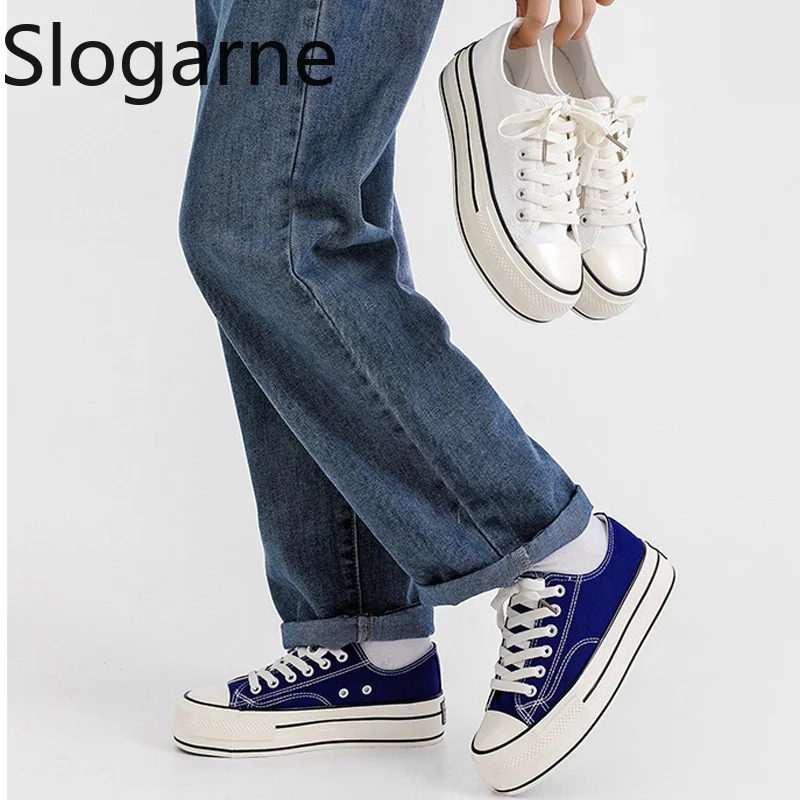 2026 New Students Spring Autumn Sneakers Girls 4CM Thick Sole Invisible Height Increased Canvas Shoes Women Casual Sports Shoes