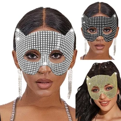 Sexy Women Cat Ear Masks Cosplay Halloween Party Mardi Gras Costume Props Girls Bling Cute Animal Golden Silvery Gray Half Masks