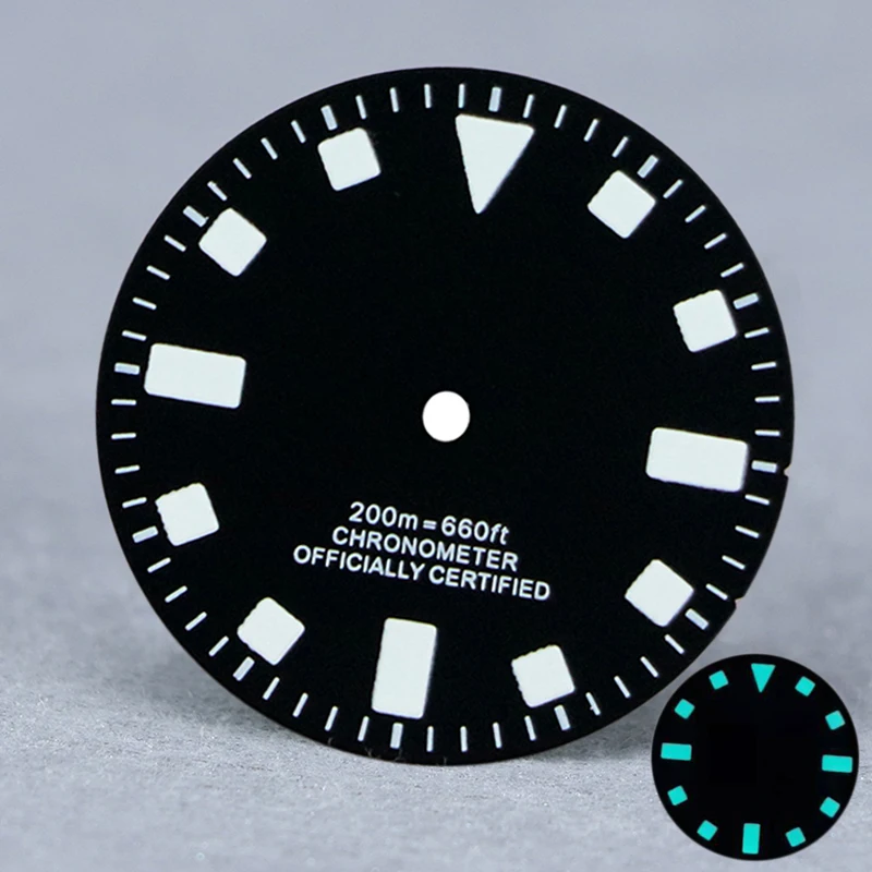 Lume BGW9 28.5mm dial Matte Blue And Black Printing Lume Index For NH35 No Date No Logo