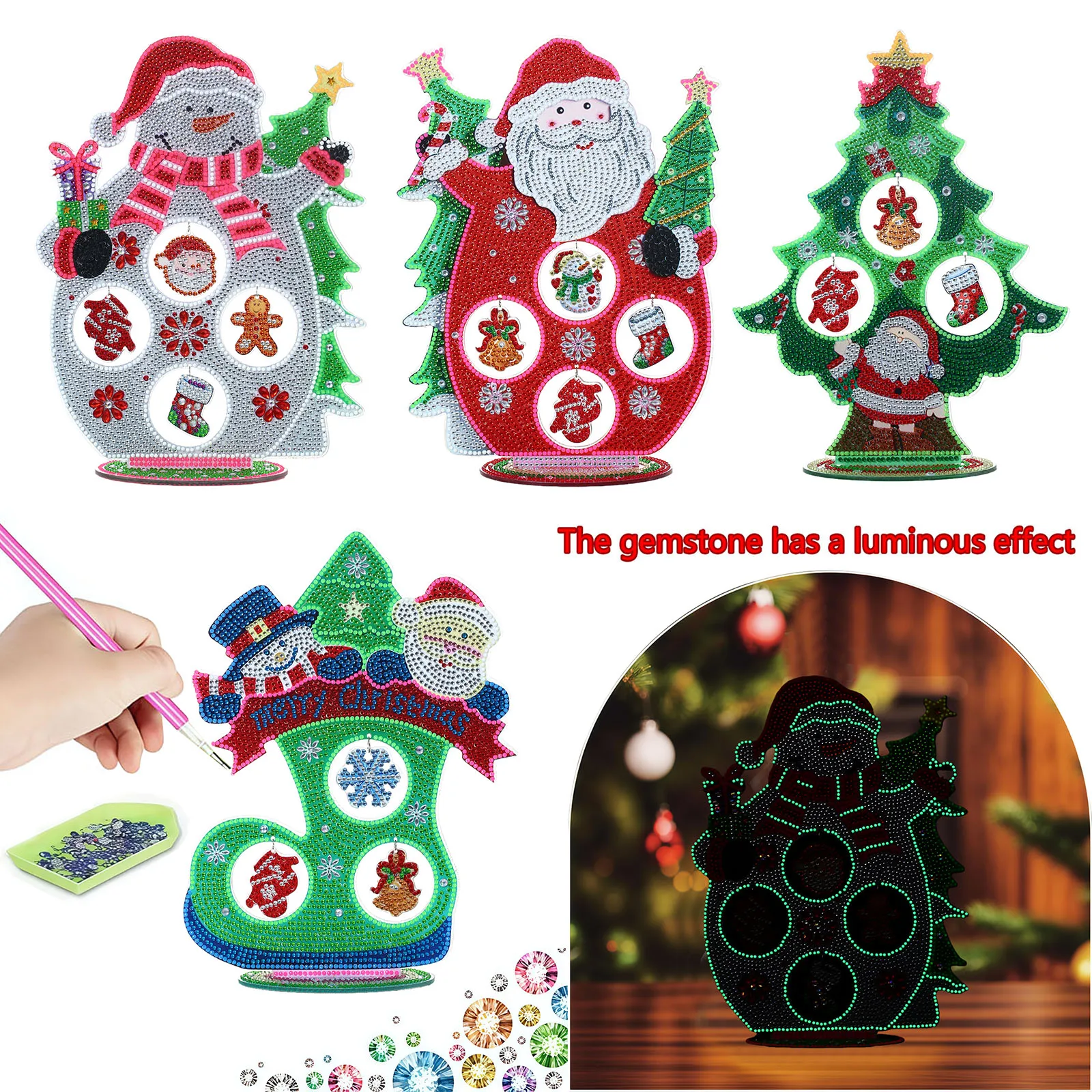 1 Piece Diamond Painting Set, Craft Decoration, Christmas Snowman Pattern, Acrylic Material, Family Decoration, Christmas Gift