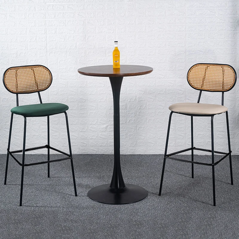

High End Pe Rattan Restaurant Dining Chair Retro High Bar Chairs And Tables Set Custom Stools Bar Chairs