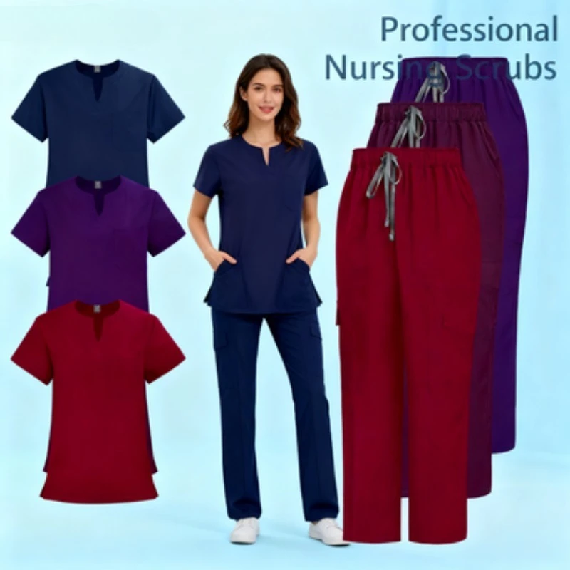 Thin Quick Drying Loose Elastic Casual Comfortable Straight Leg Pants Doctor Nurse Two Piece Overalls Set