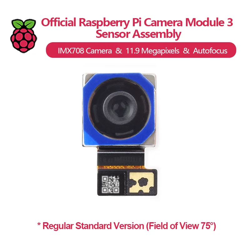 وحدة الكاميرا الرسمية Raspberry Pi 3 مجموعة أجهزة استشعار، كاميرا IMX708، 11.9 ميجابكسل، ضبط تلقائي للصورة
