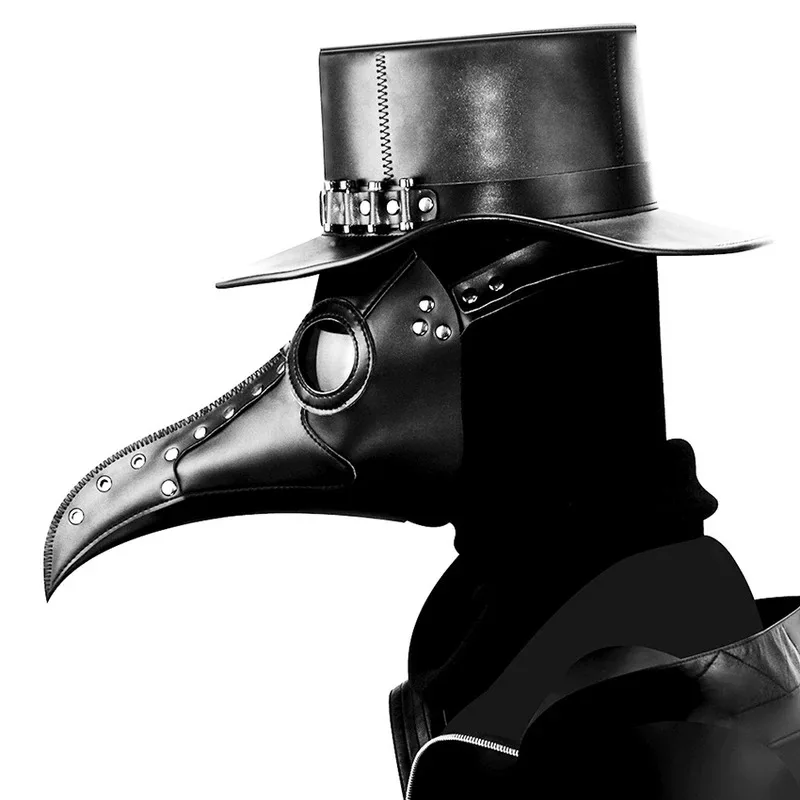 

PU Leather Plague Doctor Mask Scary Steampunk Halloween Cosplay Gothic Festival Funny Face Props Carnival Masquerade Party Mask