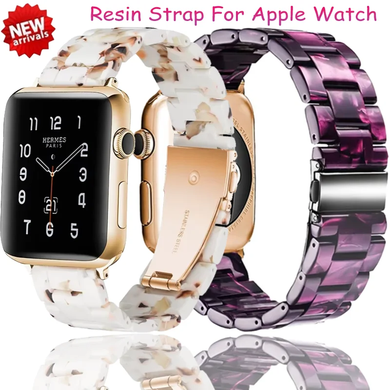 

Resin Band For Apple Watch Ultra 2 49mm 10 9 8 7 SE 44mm 42mm 46mm 45mm Fashion Bracelet iWatch 6 5 4 40mm 41mm Correa Accessory