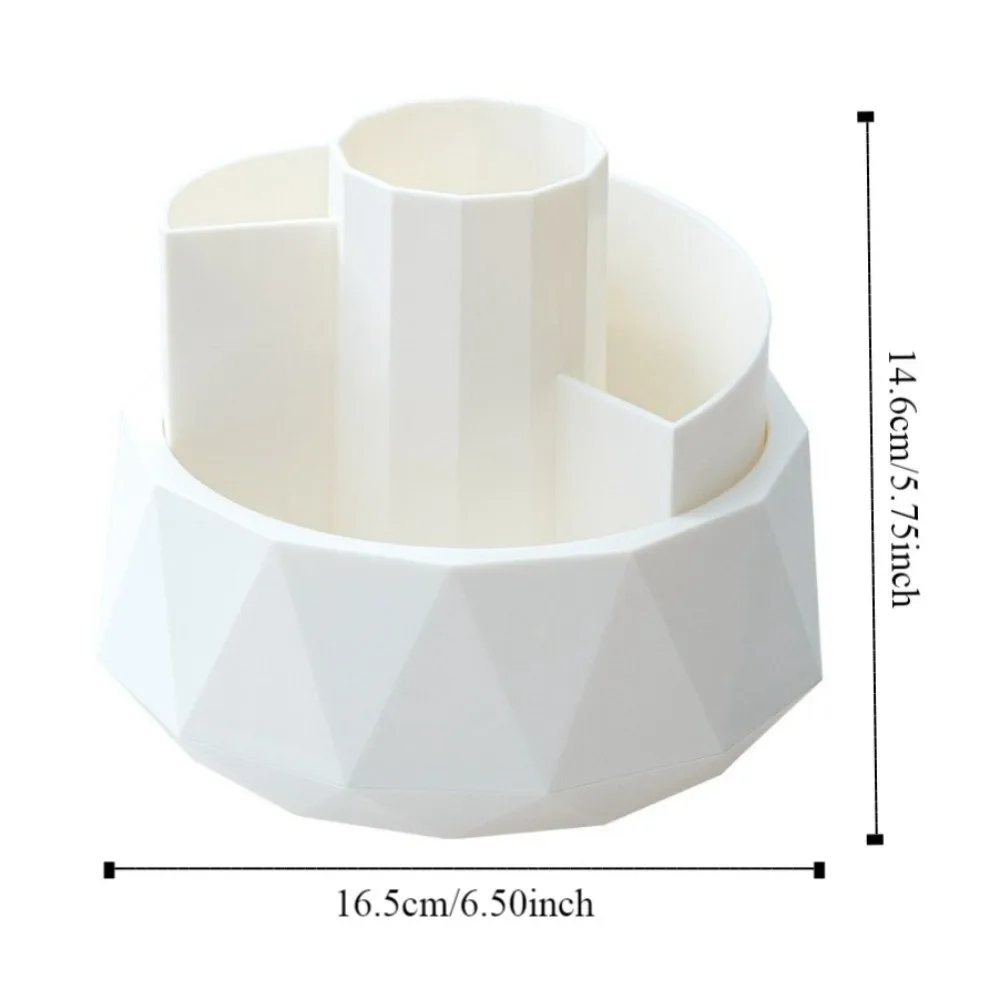 4-Grid 360° Rotating Pen Holder Large Capacity Pen Stand Pencil Storage Box Dust-proof Stationery Makeup Brush Organizer
