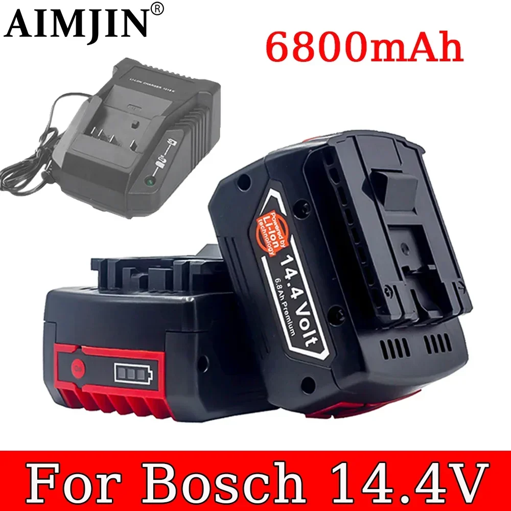 

Rechargeable Battery for Bosch Power tool 14.4V 6.8Ah for GBH GDR GSR 1080 DDS180 BAT614G Replacement Li-ion Battery Charger Set
