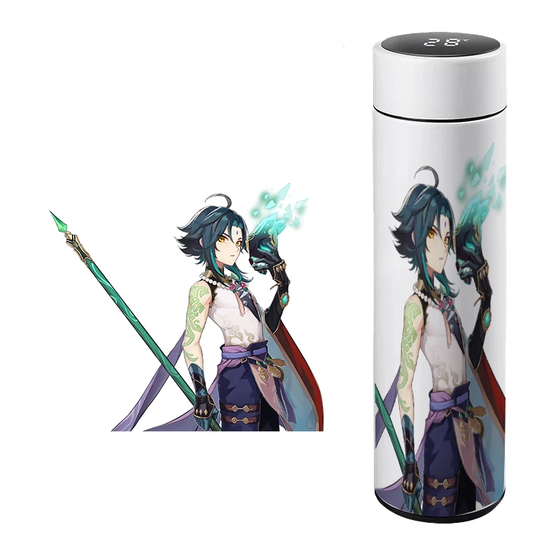 Anime Game Genshin Impact Vacuum Cup Thermos Smart Coffee Cup Wenti Xiao Cosplay Water Bottle Gift For Kids Girlfriend