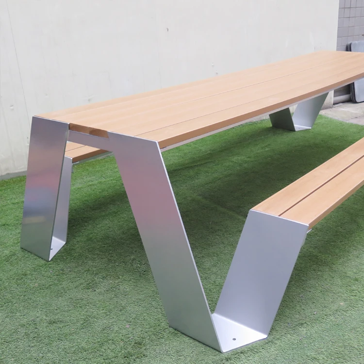 

Commercial Outdoor Patio Wood Outdoor Table Set Street Wooden Outdoor Table Bench Set