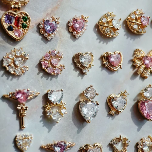 Imagen 1 del producto 10 Uds. De piezas de Arte de uñas con forma de corazón de amor para el Día de San Valentín, accesorios para manicura de uñas de cristal de circón, suministros, decoraciones, dijes