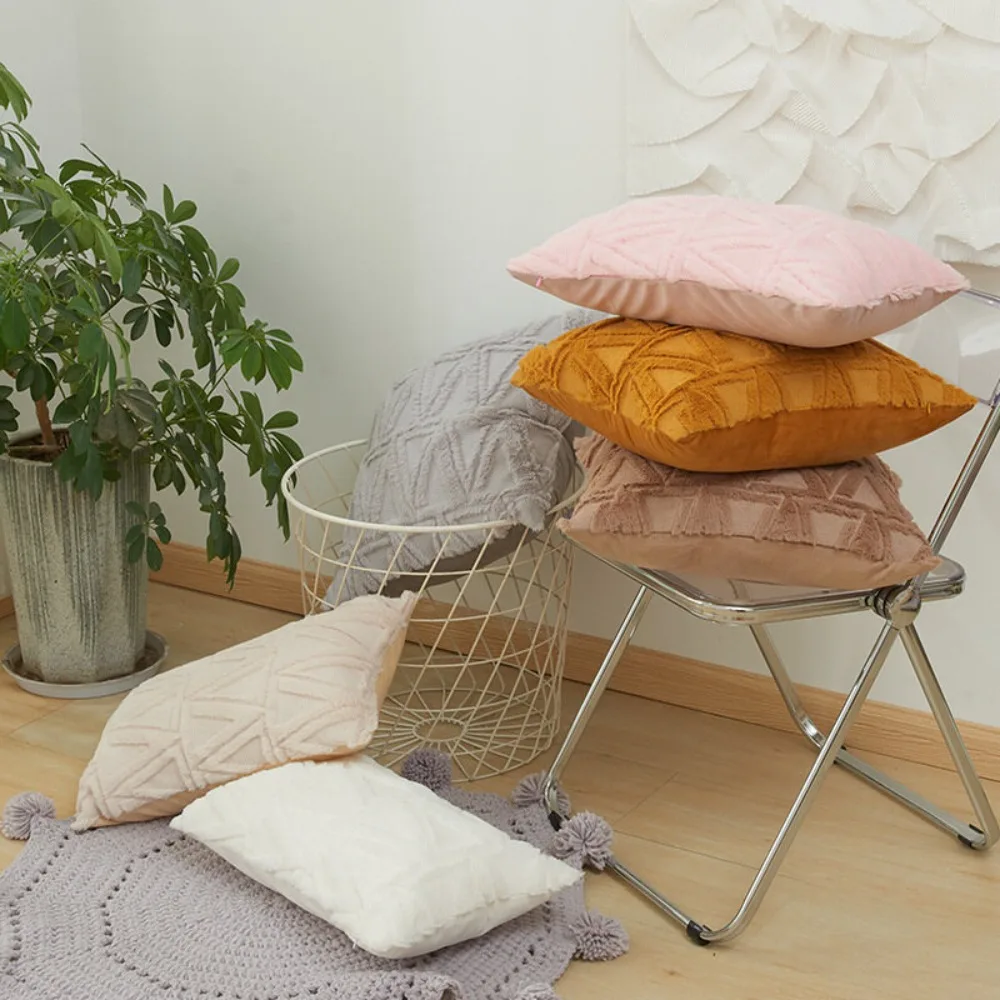 CIFBUY  Plush Faux Fur Throw Pillow Cover Nordic Decorative Cushion Case for Sofa Bed Couch Living Room Home Decor