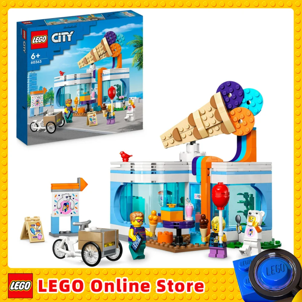 LEGO 60363 City Ice Cream Parlour Toy Shop for Children Set of 3 Mini Figures with Fun Accessories a Cargo Wheel Birthday Gift