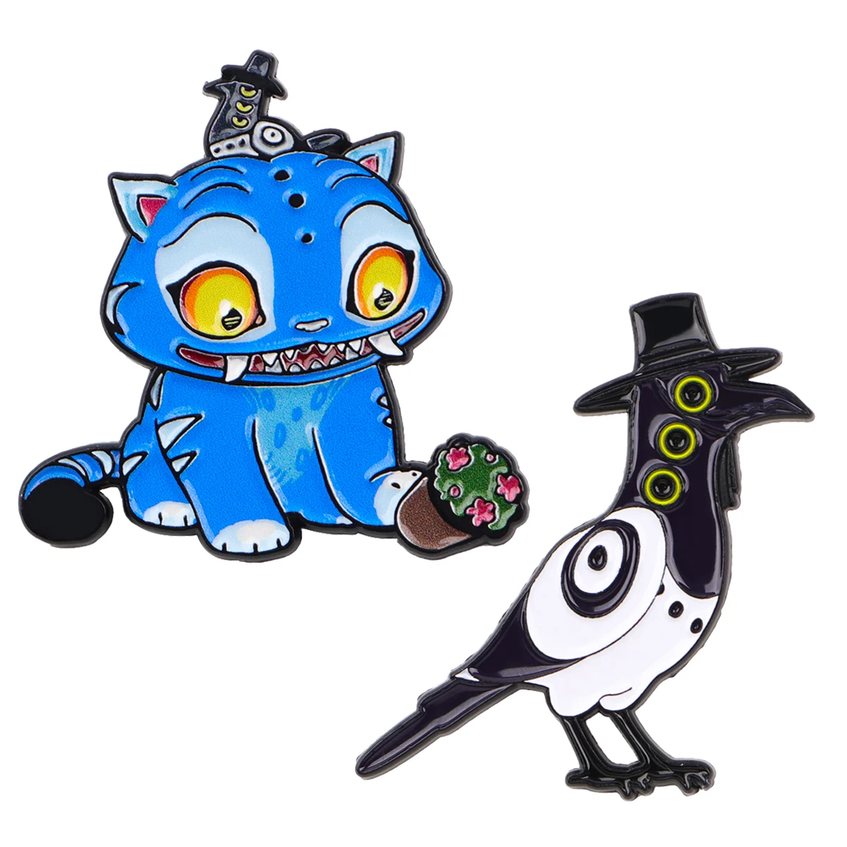 Bird and Monster Enamel Pin Brooches For Women Lapel Pins Badge on Backpack Costume Accessories Fashion Jewelry Gifts for Friend