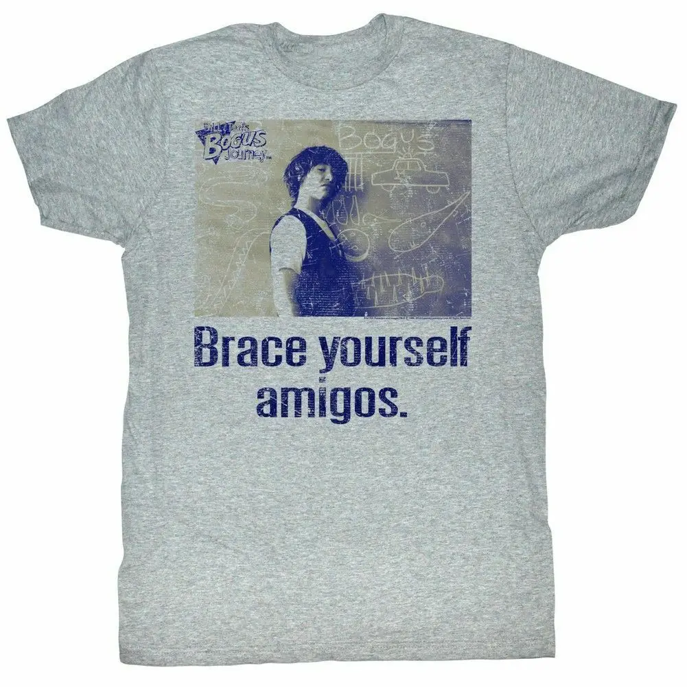 Bill And Ted Brace Yourself Gray Heather Adult T Shirt