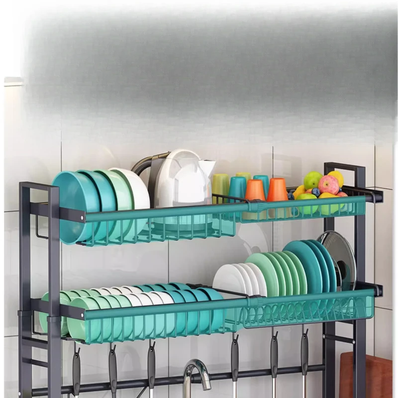 

304 Stainless Steel Kitchen Shelf Sink Bowl Rack Tableware Drain Rack Supplies Household Daquan Bowl Storage Rack