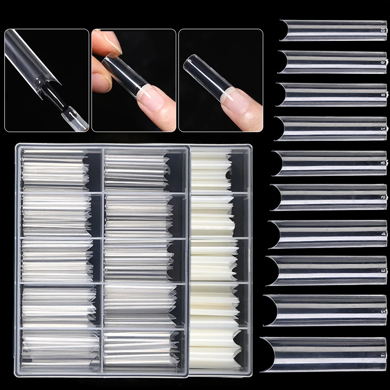 100PCS/Box False Nail Tips Square Straight Extra Long Half Cover Nails Artificial Acrylic False Nail Tips Press On Manicure Tool