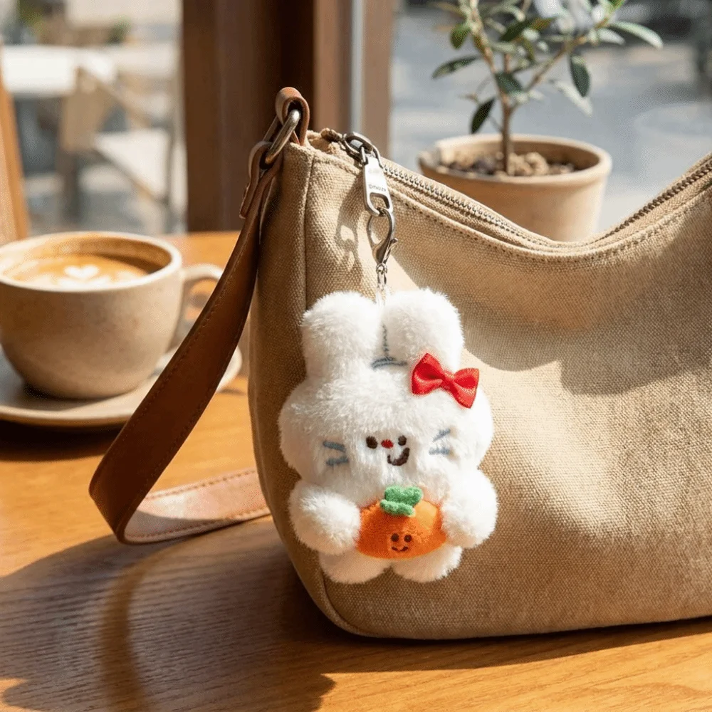 Adorable Cute Moon Plush Pendant Versatile Cartoon Cloud Hanging Decoration Soft Bunny Mooncake Keychain Girls Gift