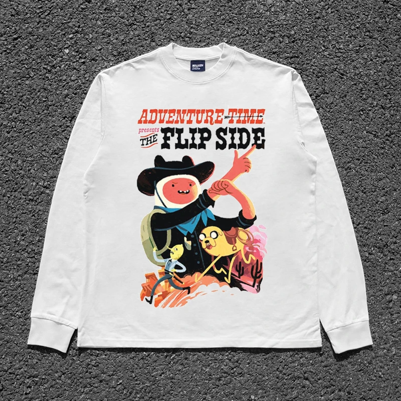 

Футболка FLIP SIDE Мужская женская одежда Хлопок Новый Y2K Oversize Уличная одежда Повседневная модная хип-хоп рок Harajuku Ретро с длинными рукавами