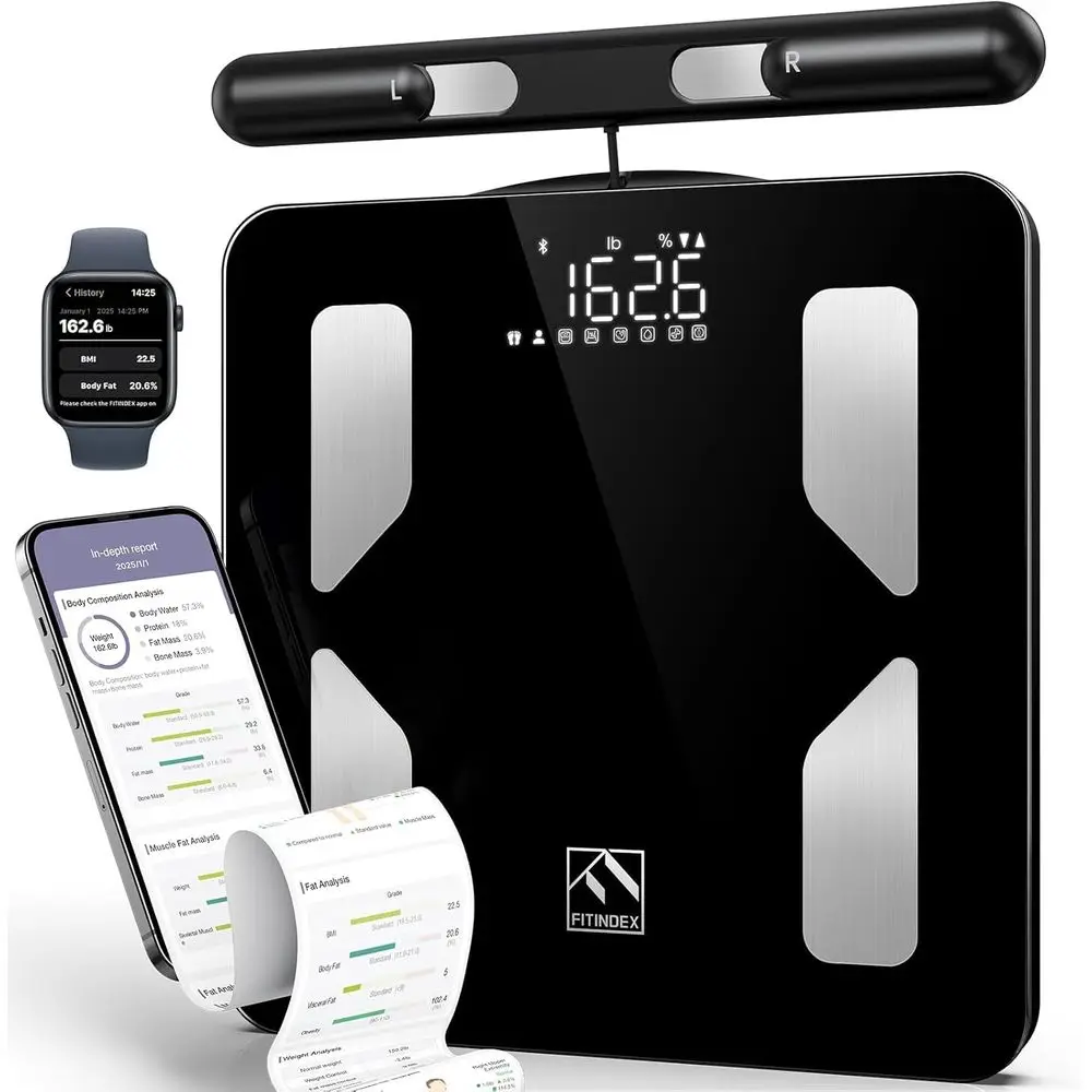 

Умные весы для анализа состава тела [обновленная версия 2026], 8 электродов, с ИМТ, анализ состава тела, мышечной массы, 50 показателей