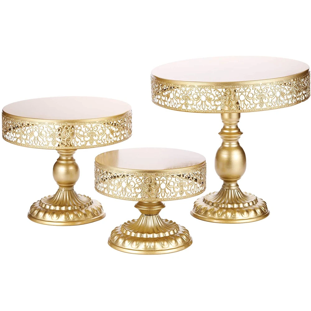 

Cake Stand Dessert Cupcake Pastry Candy Display Plate for Wedding Event Birthday Party Round Metal Pedestal Holder Gold