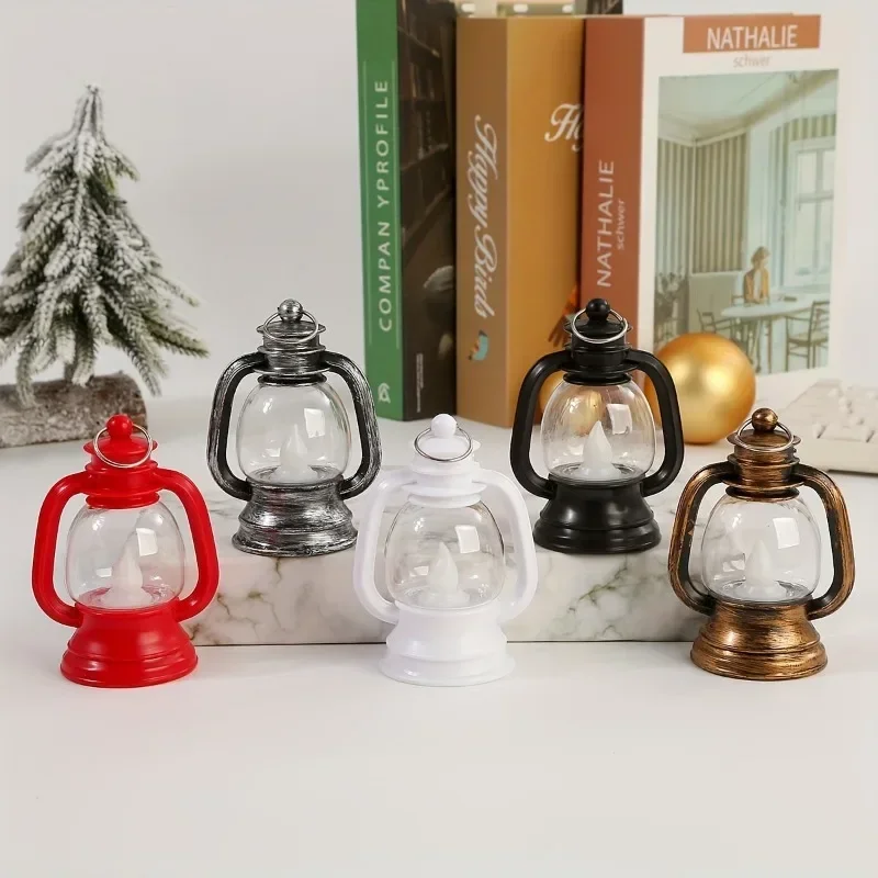 4pieces Vintage Flickering LED Mini Lantern Battery-Powered Hanging Candle Lights Wireless Switch Control