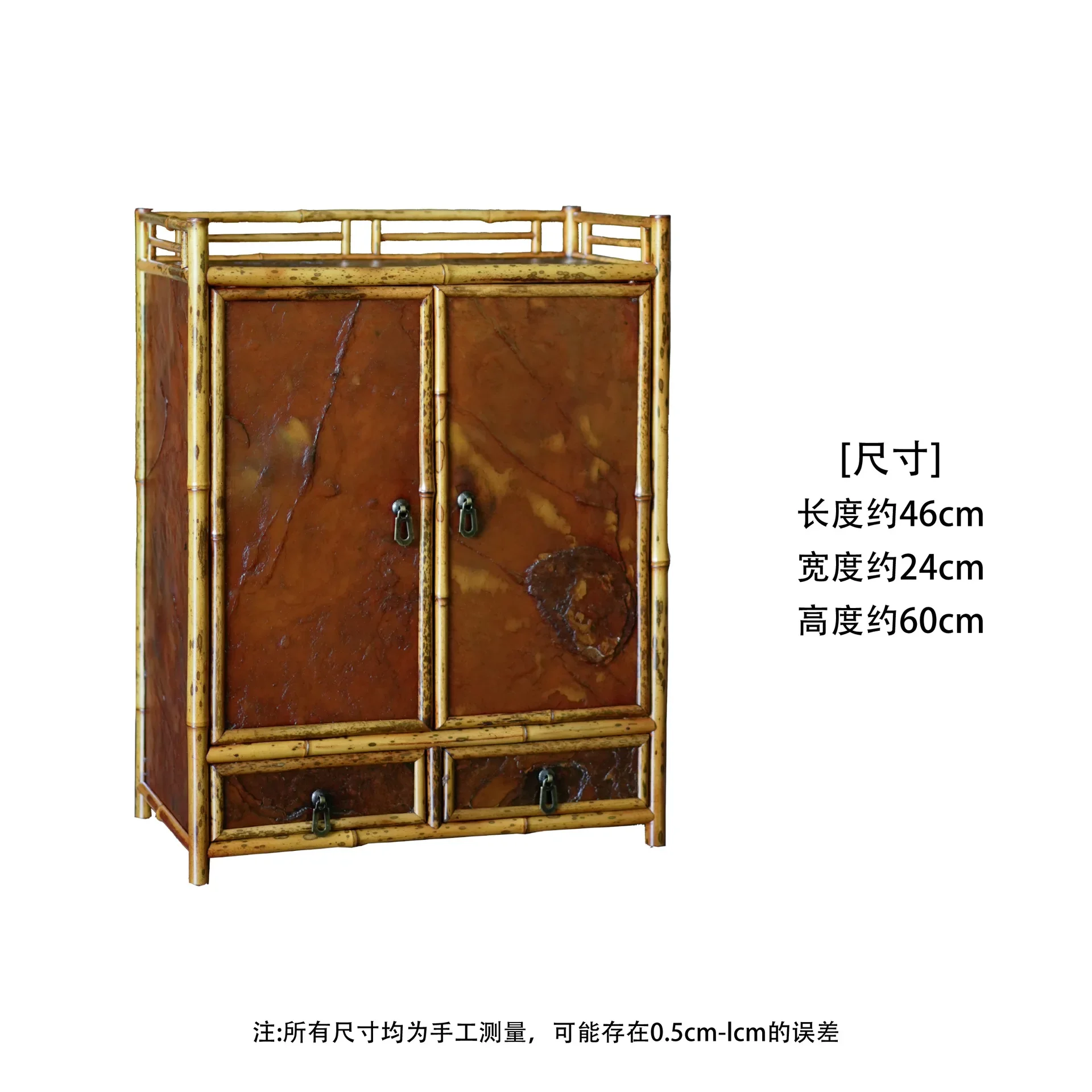 Bamboo cup holder, retro double-door tea cabinet, tea set storage rack, bogu rack, bamboo tea rack