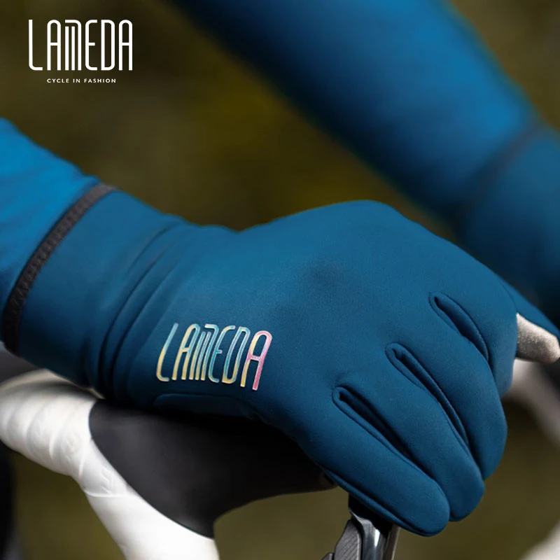 LAMEDA winter windproof warm cycling gloves All finger touch screen mountain road bike Long finger for men and women