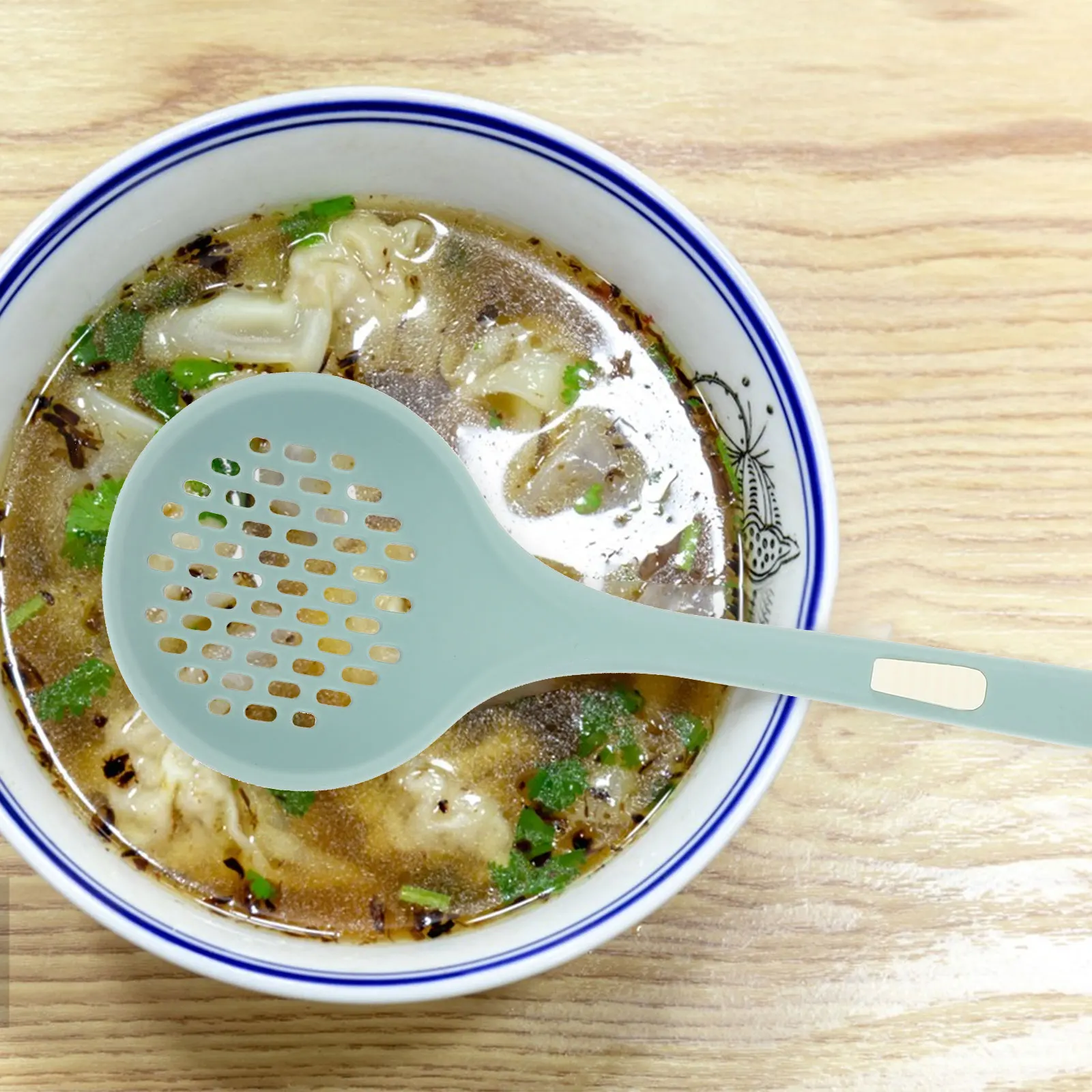 

Silicone Colander Spoon Pasta Strainer Kitchen Tools Blue High Temp Resistant Easy Clean Noodle Ladle Food Serving Drain