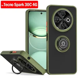 Shockproof Armor Funda for Tecno Spark 30C (4G) Case Translucent Ring Stand Holder Cover for Tecno Spark 30C (KL5, kl5n) Cover