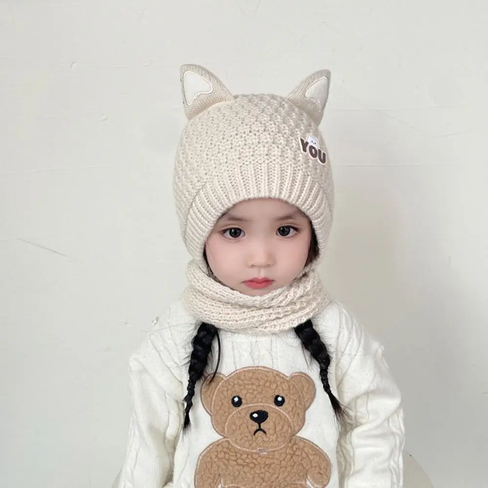 Cartoon Cat's Ears Knitted Ear Protection Hats Thickened Windproof Coldproof Winter Autumn Earmuffs Cap Warmer Crochet Bonnet